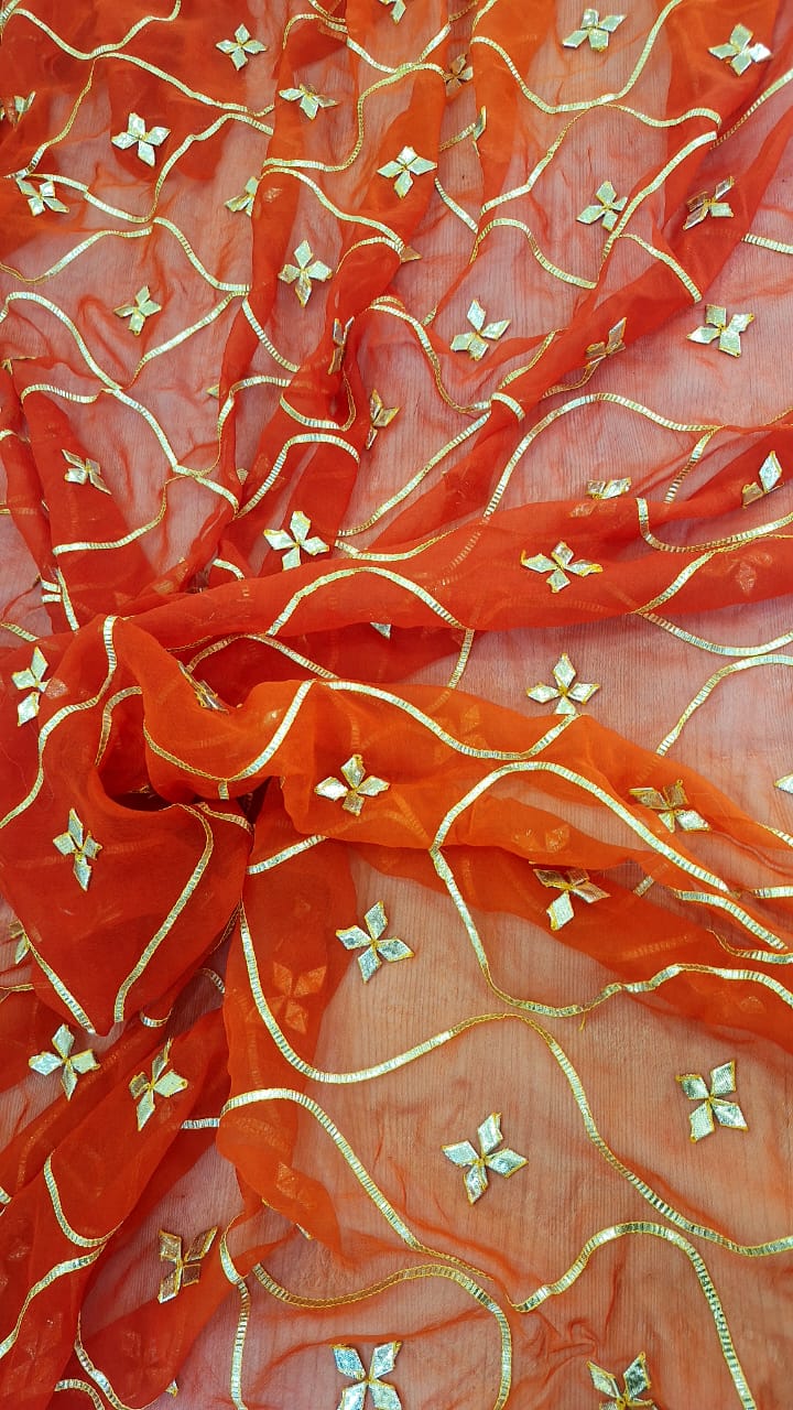 DARK RUST ORANGE KACCHAGOTA HANDWORK SAREE