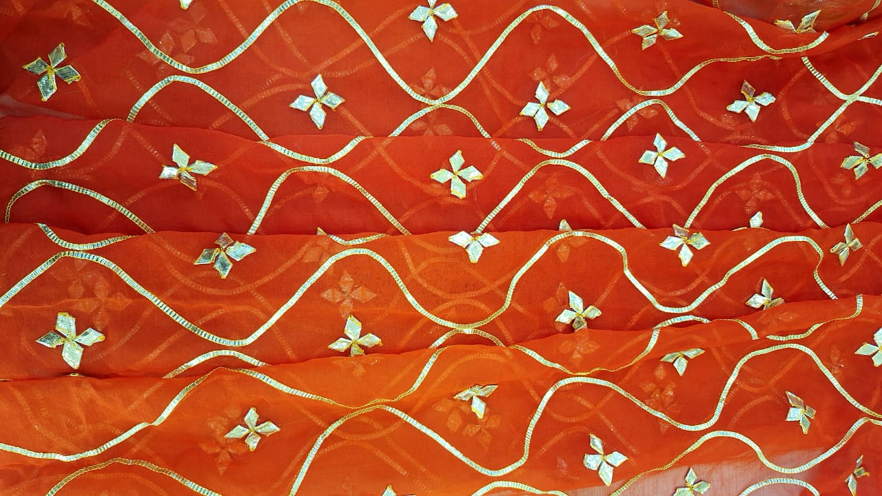 DARK RUST ORANGE KACCHAGOTA HANDWORK SAREE