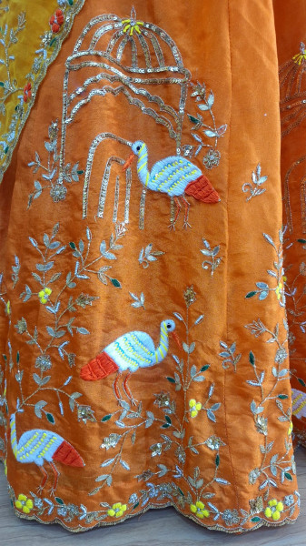 ORANGE MUSTARD HEAVY WORK LEHNGA WITH HEAVY CUTWORK DUPPTTA