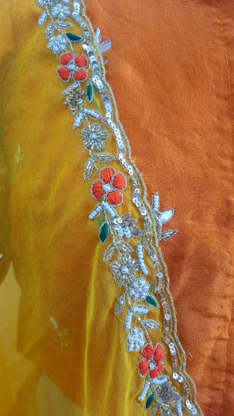 ORANGE MUSTARD HEAVY WORK LEHNGA WITH HEAVY CUTWORK DUPPTTA