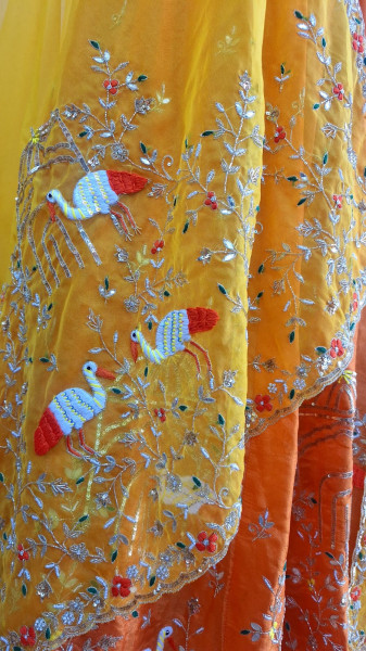 ORANGE MUSTARD HEAVY WORK LEHNGA WITH HEAVY CUTWORK DUPPTTA