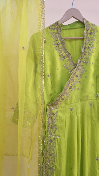 LIRIL GREEN HANDWORK ANGRAKHA SET