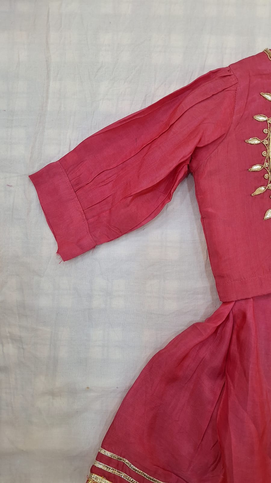 PINK HANDWORK SKIRT TOP AND ORGANZA DUPPTTA