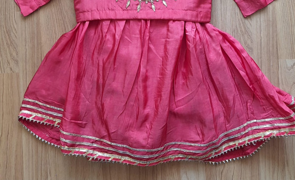 PINK HANDWORK SKIRT TOP AND ORGANZA DUPPTTA