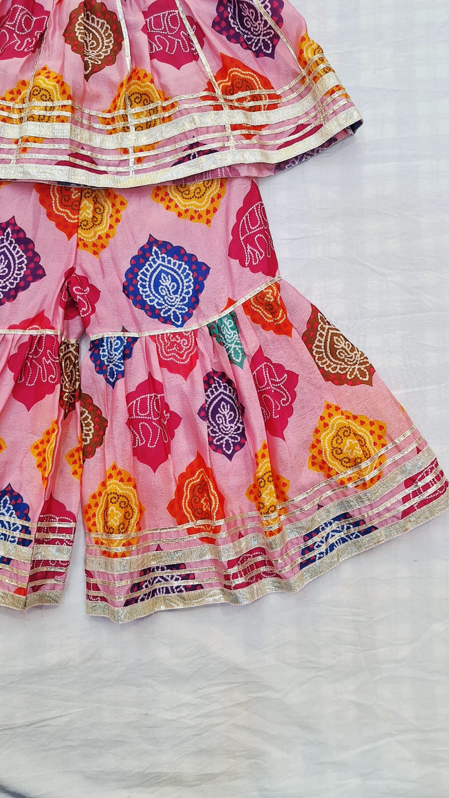 MULTI COLOR PEPLUM SHARARA KIDS SET