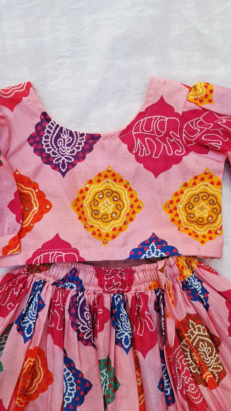 MULTI COLOR TOP AND SKIRT KIDS SET