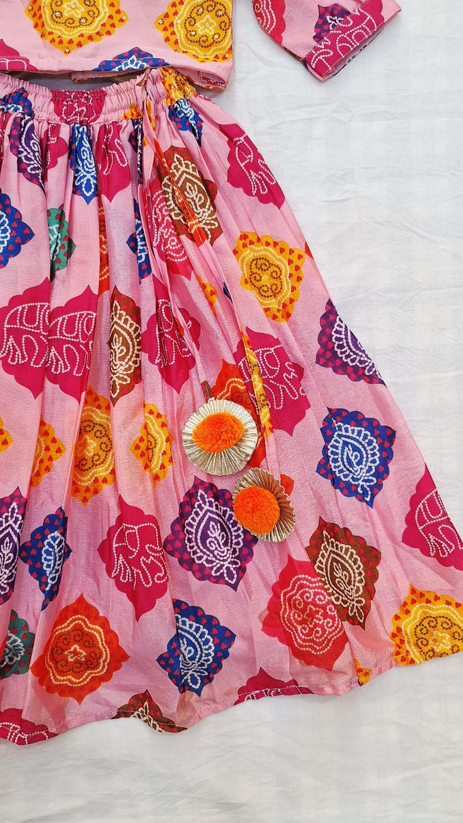 MULTI COLOR TOP AND SKIRT KIDS SET