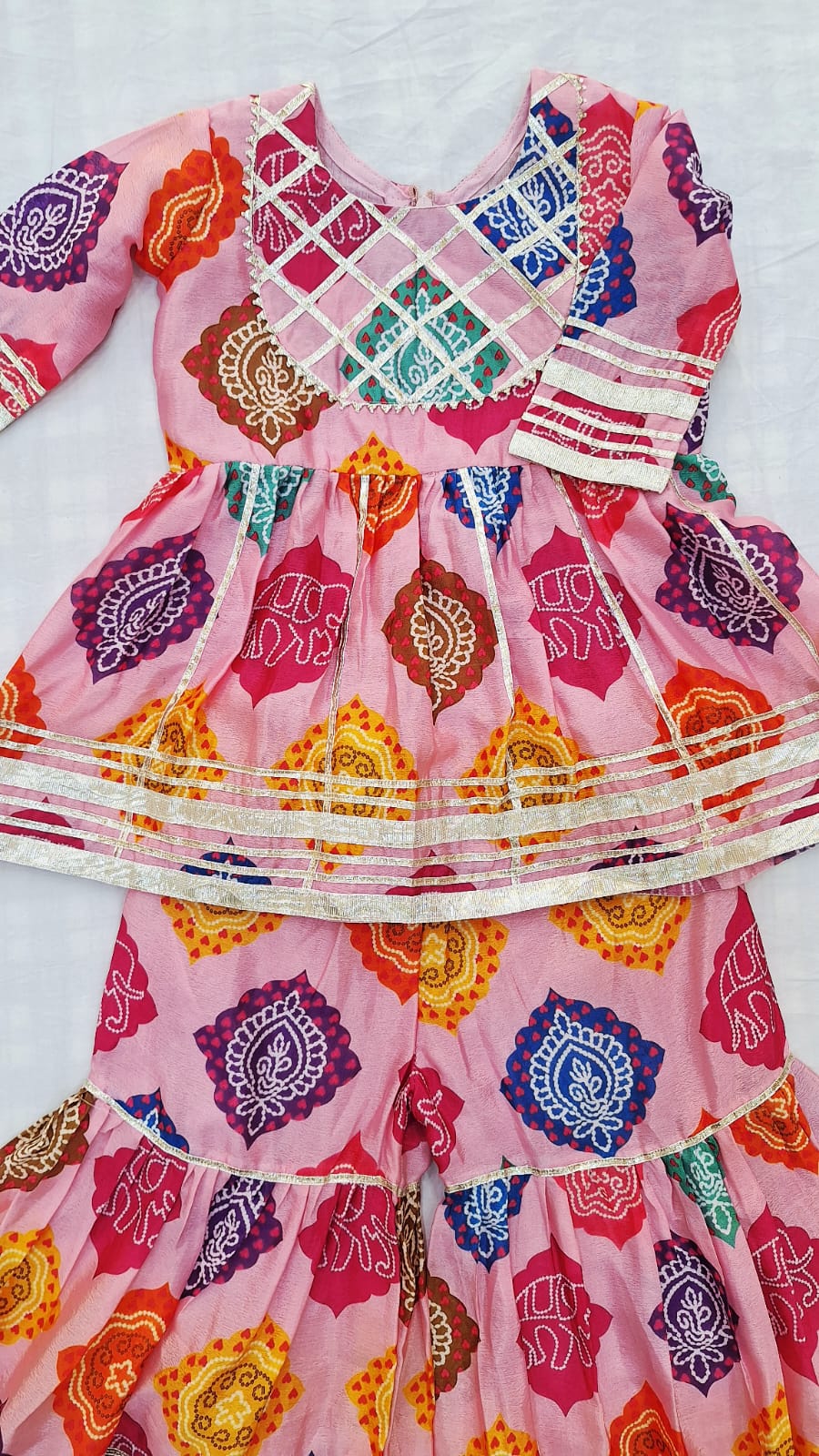 MULTI COLOR PEPLUM SHARARA KIDS SET