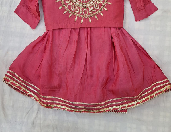 PINK HANDWORK SKIRT TOP AND ORGANZA DUPPTTA