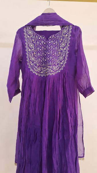 PURPLE MULCHANDERI HANDWORK SUIT SET