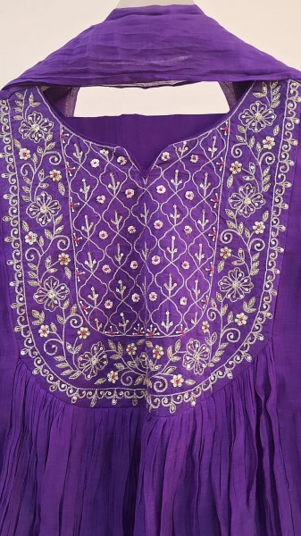PURPLE MULCHANDERI HANDWORK SUIT SET