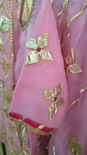 PINK GEORGETTE KACCHAGOTA KIDS WEAR SET