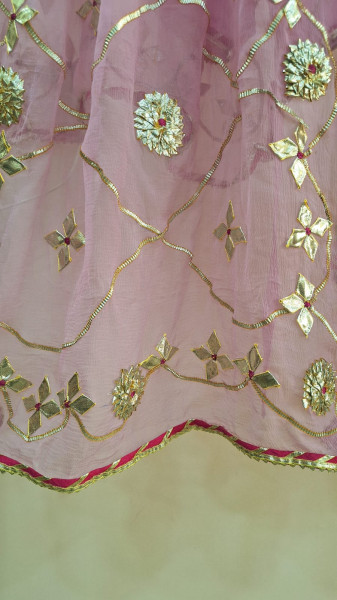 PINK GEORGETTE KACCHAGOTA KIDS WEAR SET