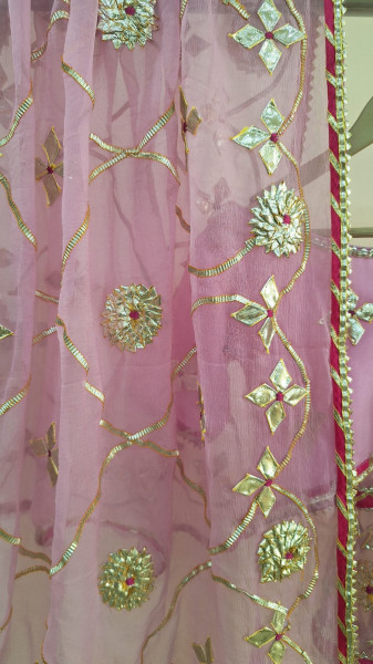 PINK GEORGETTE KACCHAGOTA KIDS WEAR SET