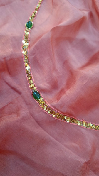 TISSUE ORGANZA MOUSE BROWN HANDWORK SAREE