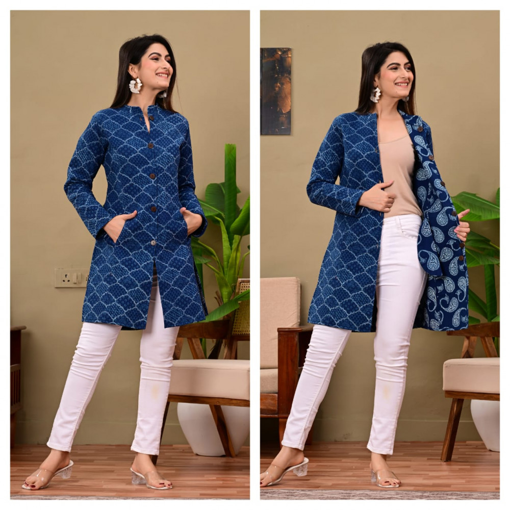Image of BLUE QUILTED WOMEN JACKET