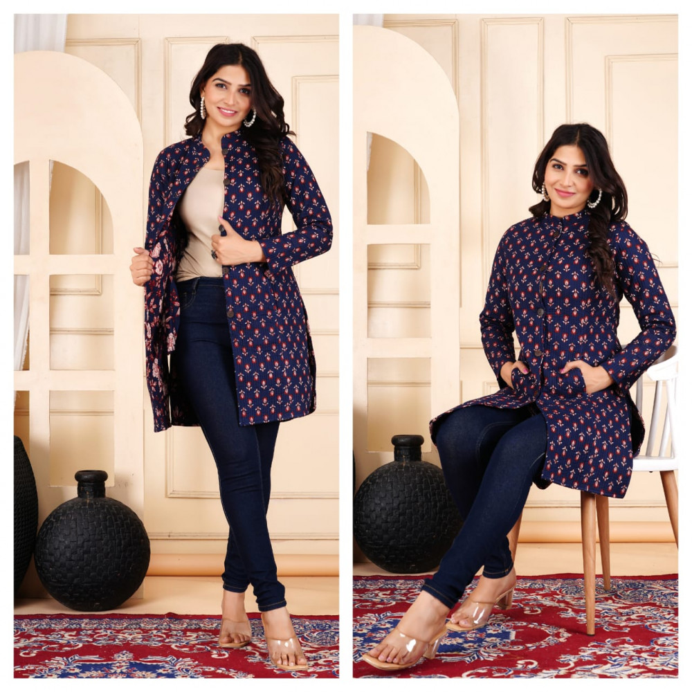 Image of DARK BLUE QUILTED WOMEN JACKET