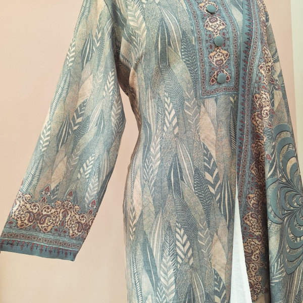 GREEN PRINTED WOOLLEN SUIT SET