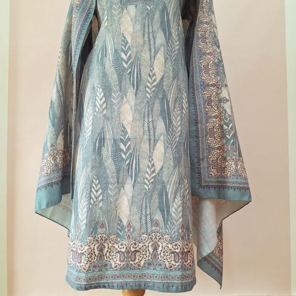 GREEN PRINTED WOOLLEN SUIT SET