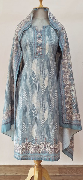 GREEN PRINTED WOOLLEN SUIT SET