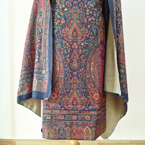 BLUE PRINTED WOOLLEN SUIT SET