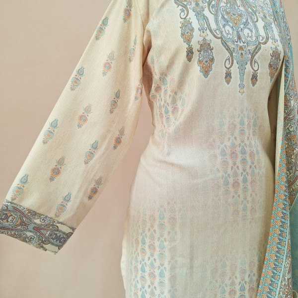 OFFWHITE PRINTED WOOLLEN SUIT SET