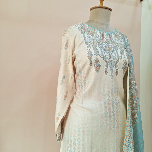 OFFWHITE PRINTED WOOLLEN SUIT SET