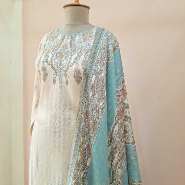 OFFWHITE PRINTED WOOLLEN SUIT SET