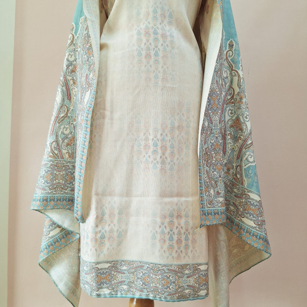 OFFWHITE PRINTED WOOLLEN SUIT SET