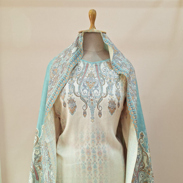 OFFWHITE PRINTED WOOLLEN SUIT SET