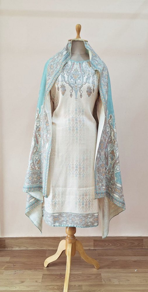 Image of OFFWHITE PRINTED WOOLLEN SUIT SET