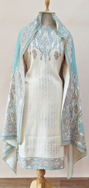 OFFWHITE PRINTED WOOLLEN SUIT SET