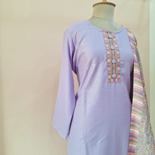 LILAC PRINTED WOOLLEN SUIT SET