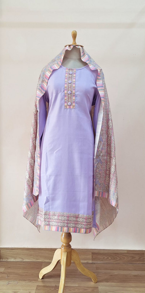 Image of LILAC PRINTED WOOLLEN SUIT SET