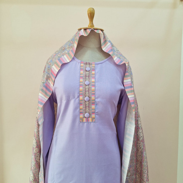 LILAC PRINTED WOOLLEN SUIT SET