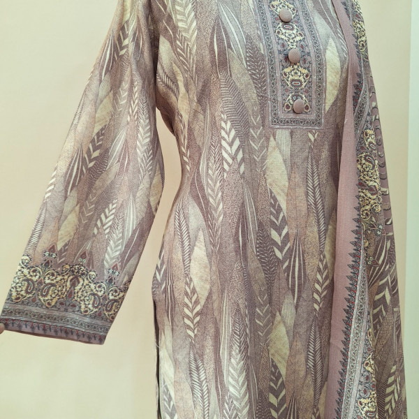 LIGHT PURPLE PRINTED WOOLLEN SUIT SET