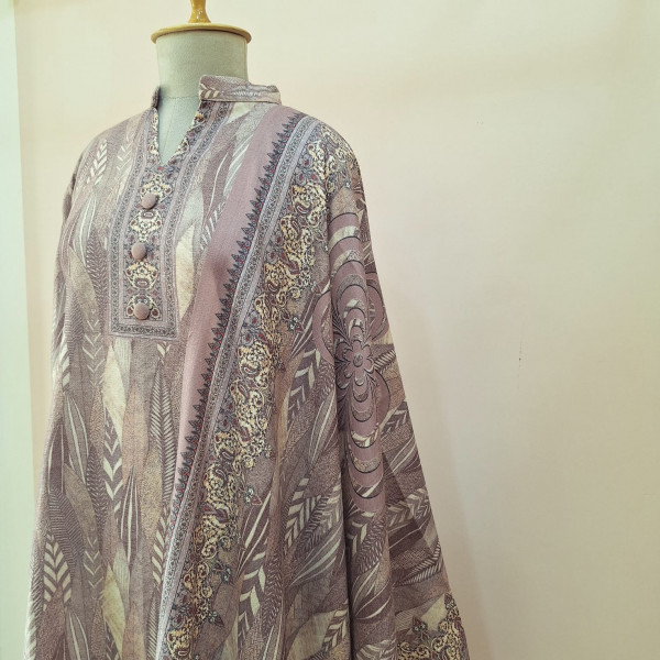 LIGHT PURPLE PRINTED WOOLLEN SUIT SET