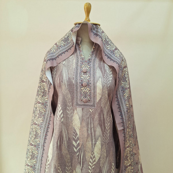 LIGHT PURPLE PRINTED WOOLLEN SUIT SET