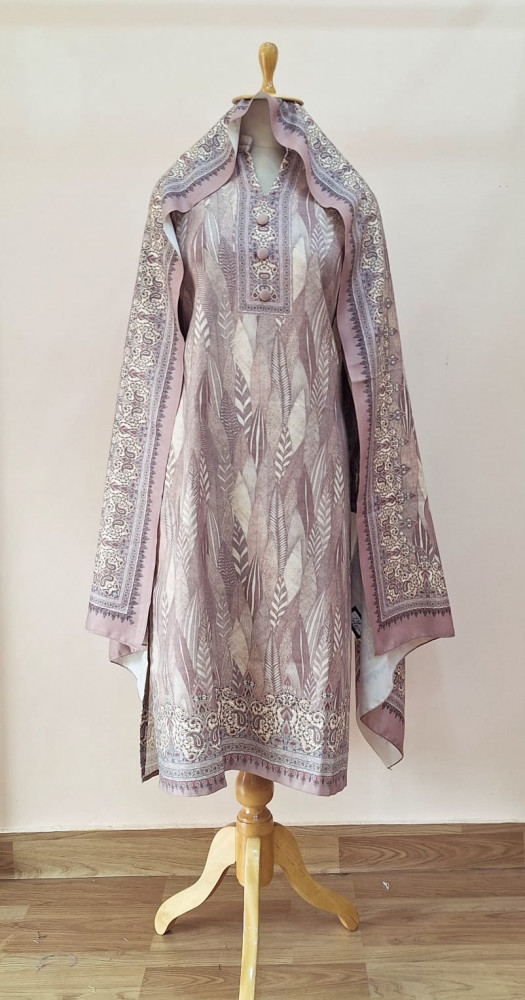 Image of LIGHT PURPLE PRINTED WOOLLEN SUIT SET