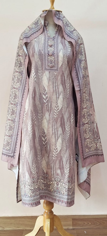 Image of LIGHT PURPLE PRINTED WOOLLEN SUIT SET