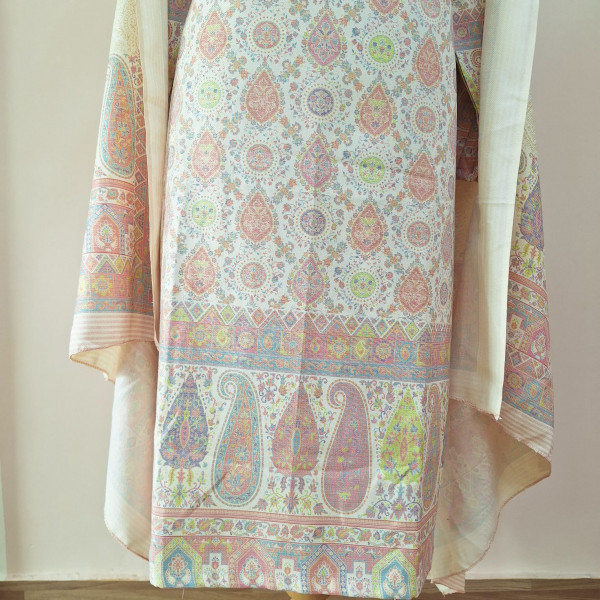 OFFWHITE PRINTED WOOLLEN SUIT SET