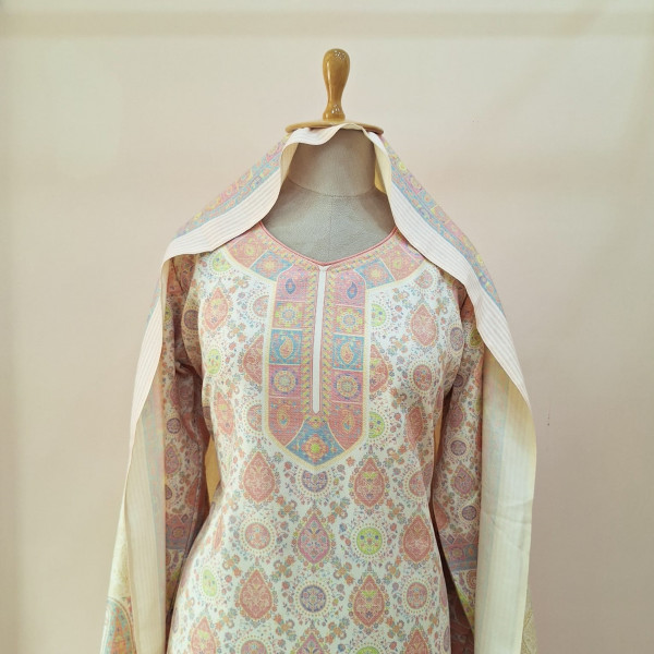 OFFWHITE PRINTED WOOLLEN SUIT SET