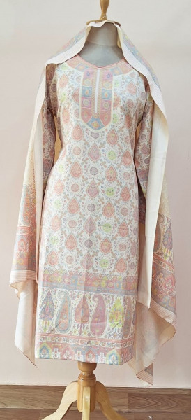 OFFWHITE PRINTED WOOLLEN SUIT SET