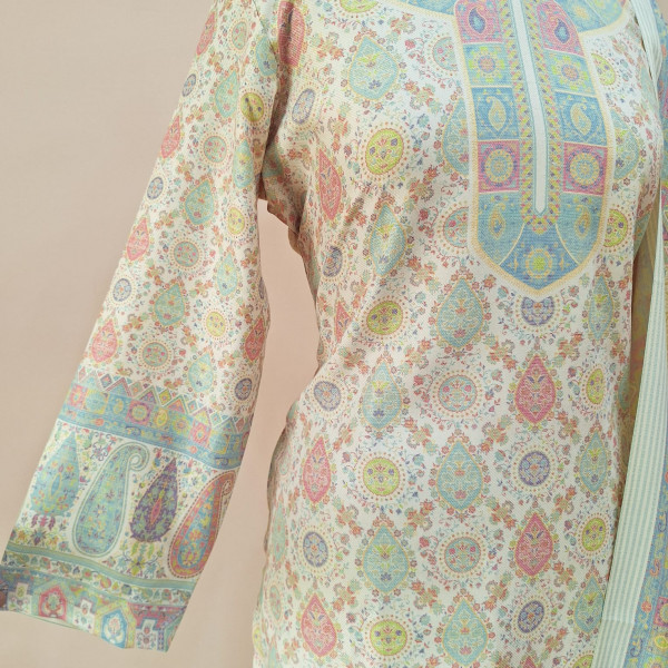 OFFWHITE PRINTED WOOLLEN SUIT SET