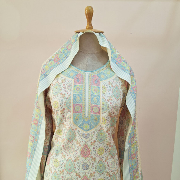 OFFWHITE PRINTED WOOLLEN SUIT SET