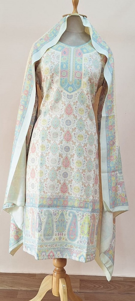 Image of OFFWHITE PRINTED WOOLLEN SUIT SET