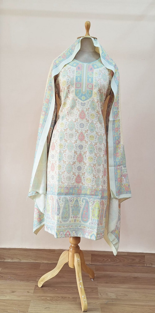 Image of OFFWHITE PRINTED WOOLLEN SUIT SET