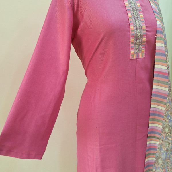 PINK PRINTED WOOLLEN SUIT SET