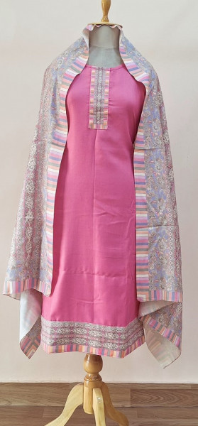 PINK PRINTED WOOLLEN SUIT SET