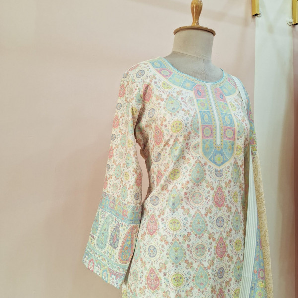 OFFWHITE PRINTED WOOLLEN SUIT SET